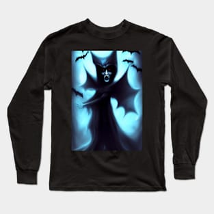 CREEPY RED EYED SPOOKY HALLOWEEN VAMPIRESS Long Sleeve T-Shirt